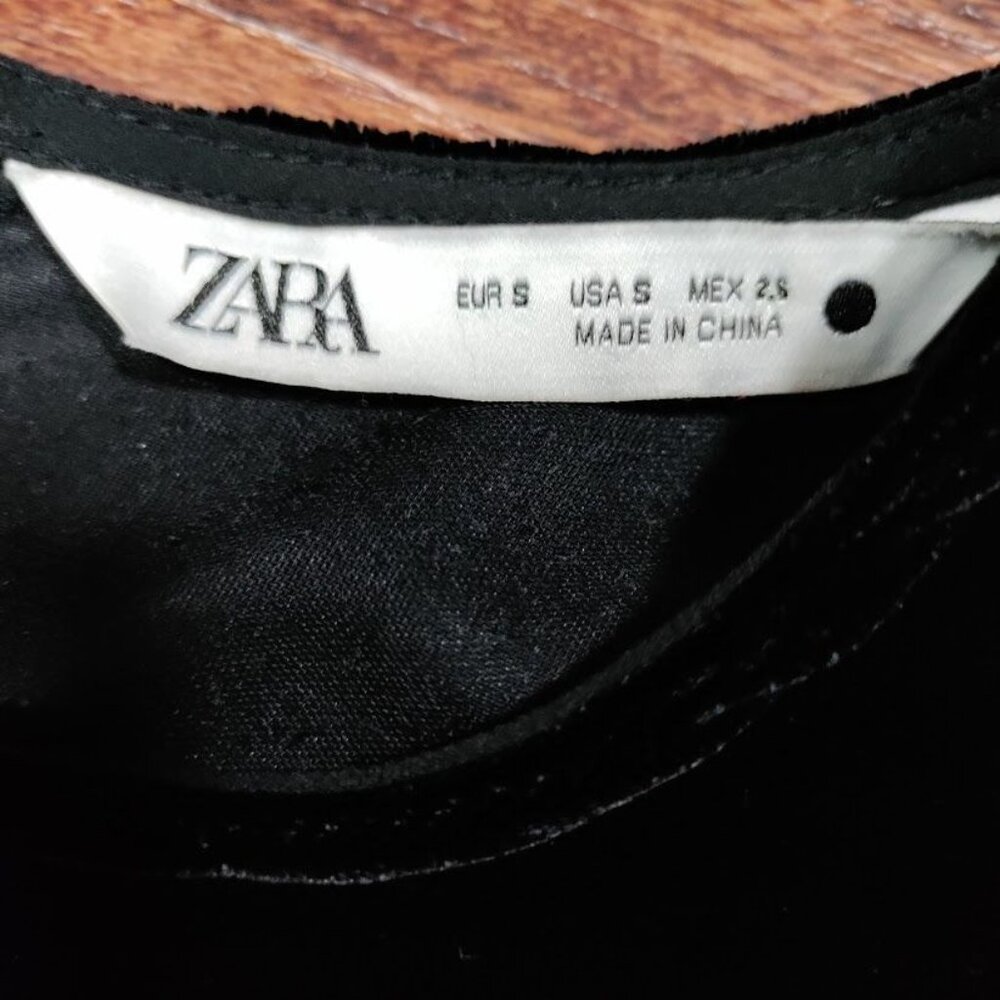 Zara Velvet Burnout Modesty Goth Draped Slit Maxi Dress Black Womens Size Small - Picture 9 of 14